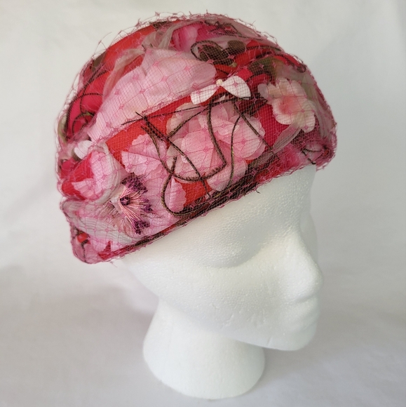 Vintage Amy New York Pink Floral Beehive Hat MCM - Picture 1 of 7